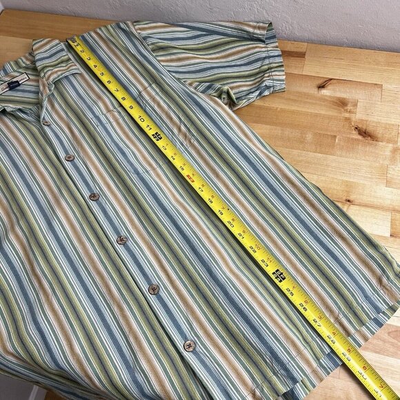Tommy Bahama Button Down 100% Silk Vertical Striped Shirt Vacation Size Large - Picture 8 of 8